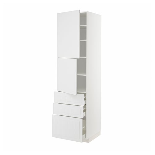 White METOD kitchen cabinet, sleek modern design with drawers and shelves.