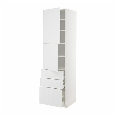 METOD / MAXIMERA High cabinet with 2 doors+3 drawers, white/Stensund white, 60x60x220 cm