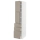 METOD / MAXIMERA High cabinet with 2 doors+3 drawers, white/Upplöv matt dark beige, 40x60x200 cm