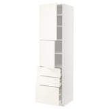 METOD / MAXIMERA High cabinet with 2 doors+3 drawers, white/Vallstena white, 60x60x220 cm