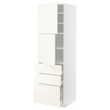 METOD / MAXIMERA High cabinet with 2 doors+3 drawers, white/Vallstena white, 60x60x200 cm