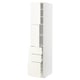 METOD / MAXIMERA High cabinet with 2 doors+3 drawers, white/Vallstena white, 40x60x200 cm