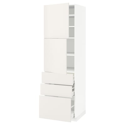 METOD / MAXIMERA High cabinet with 2 doors+3 drawers, white/Veddinge white, 60x60x200 cm
