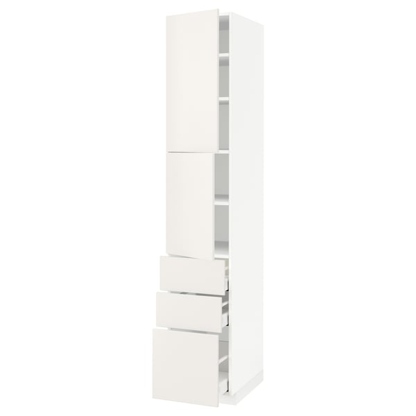 METOD / MAXIMERA High cabinet with 2 doors+3 drawers, white/Veddinge white, 40x60x220 cm
