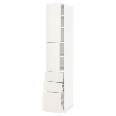 METOD / MAXIMERA High cabinet with 2 doors+3 drawers, white/Veddinge white, 40x60x220 cm