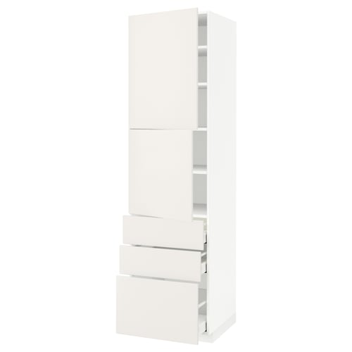 White METOD kitchen cabinet, modern design with sleek lines, including multiple drawers and shelves.