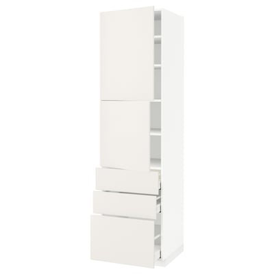 METOD / MAXIMERA High cabinet with 2 doors+3 drawers, white/Veddinge white, 60x60x220 cm