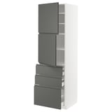 METOD / MAXIMERA High cabinet with 2 doors+3 drawers, white/Voxtorp dark grey, 60x60x200 cm