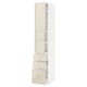 METOD / MAXIMERA High cabinet with 2 doors+3 drawers, white/Voxtorp high-gloss light beige, 40x60x220 cm