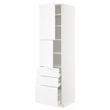 METOD / MAXIMERA High cabinet with 2 doors+3 drawers, white/Voxtorp high-gloss/white, 60x60x220 cm