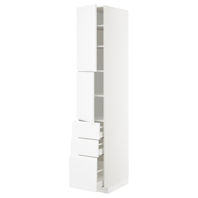 METOD / MAXIMERA High cabinet with 2 doors+3 drawers, white/Voxtorp high-gloss/white, 40x60x220 cm