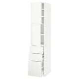 METOD / MAXIMERA High cabinet with 2 doors+3 drawers, white/Voxtorp matt white, 40x60x200 cm