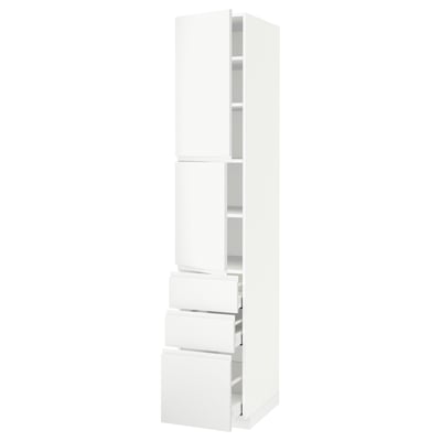 METOD / MAXIMERA High cabinet with 2 doors+3 drawers, white/Voxtorp matt white, 40x60x220 cm