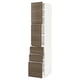 METOD / MAXIMERA High cabinet with 2 doors+3 drawers, white/Voxtorp walnut effect, 40x60x200 cm