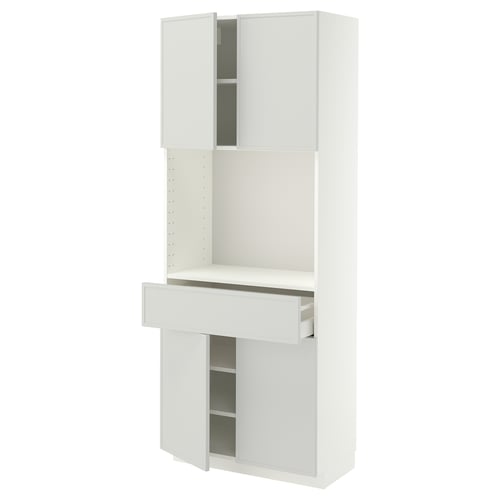 METOD / MAXIMERA High cabinet with 4 doors+1 drawer, white/Aspudden light grey, 80x41x200 cm