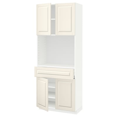 METOD / MAXIMERA High cabinet with 4 doors+1 drawer, white/Bodbyn off-white, 80x41x200 cm