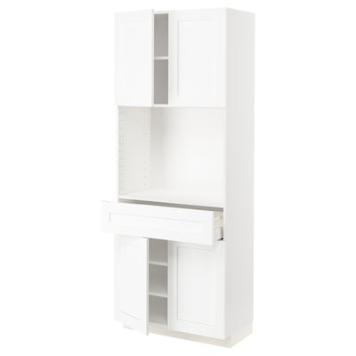 METOD / MAXIMERA High cabinet with 4 doors+1 drawer, white Enköping/white wood effect, 80x41x200 cm