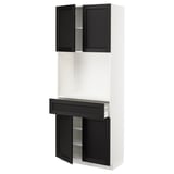 METOD / MAXIMERA High cabinet with 4 doors+1 drawer, white/Lerhyttan black stained, 80x41x200 cm