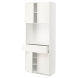 METOD / MAXIMERA High cabinet with 4 doors+1 drawer, white/Vallstena white, 80x41x200 cm