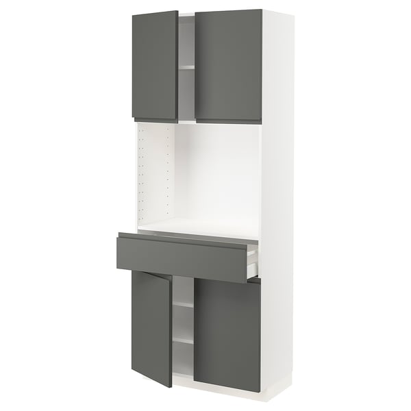 METOD / MAXIMERA High cabinet with 4 doors+1 drawer, white/Voxtorp dark grey, 80x41x200 cm