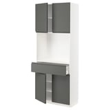 METOD / MAXIMERA High cabinet with 4 doors+1 drawer, white/Voxtorp dark grey, 80x41x200 cm