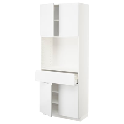 METOD / MAXIMERA High cabinet with 4 doors+1 drawer, white/Voxtorp high-gloss/white, 80x41x200 cm