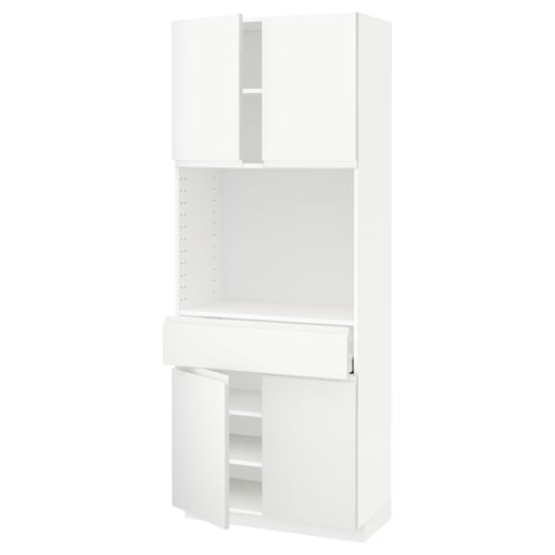 METOD white kitchen unit - minimalist design, multiple shelves, soft-closing drawers.