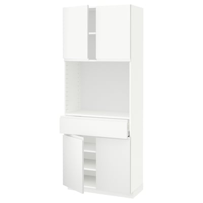 METOD / MAXIMERA High cabinet with 4 doors+1 drawer, white/Voxtorp matt white, 80x41x200 cm