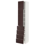 METOD / MAXIMERA High cb w 2 doors/shelves/4 drawers, white Askersund/dark brown ash effect, 40x41x200 cm