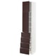 Option: METOD / MAXIMERA High cb w 2 doors/shelves/4 drawers, white Askersund/dark brown ash effect, 40x41x200 cm
