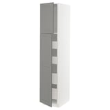 METOD / MAXIMERA High cb w 2 doors/shelves/4 drawers, white/Bodbyn grey, 40x60x200 cm