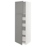 METOD / MAXIMERA High cb w 2 doors/shelves/4 drawers, white/Bodbyn grey, 60x60x200 cm