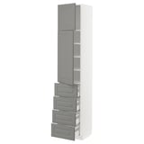 METOD / MAXIMERA High cb w 2 doors/shelves/4 drawers, white/Bodbyn grey, 40x41x200 cm