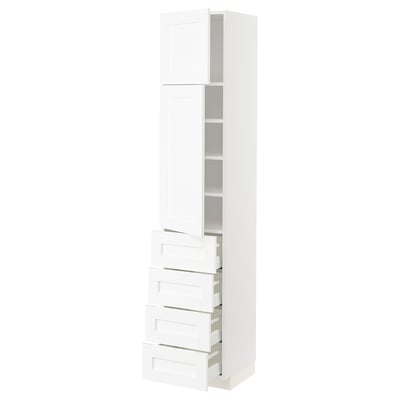 METOD / MAXIMERA High cb w 2 doors/shelves/4 drawers, white Enköping/white wood effect, 40x41x200 cm