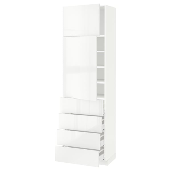 METOD / MAXIMERA High cb w 2 doors/shelves/4 drawers, white/Ringhult white, 60x41x200 cm