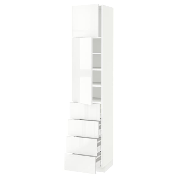 METOD / MAXIMERA High cb w 2 doors/shelves/4 drawers, white/Ringhult white, 40x41x200 cm