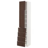 METOD / MAXIMERA High cb w 2 doors/shelves/4 drawers, white/Sinarp brown, 40x41x200 cm