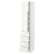 METOD / MAXIMERA High cb w 2 doors/shelves/4 drawers, white/Vallstena white, 40x41x200 cm
