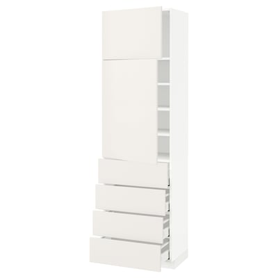 METOD / MAXIMERA High cb w 2 doors/shelves/4 drawers, white/Veddinge white, 60x41x200 cm