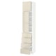 METOD / MAXIMERA High cb w 2 doors/shelves/4 drawers, white/Voxtorp high-gloss light beige, 40x41x200 cm