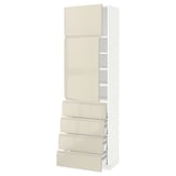 METOD / MAXIMERA High cb w 2 doors/shelves/4 drawers, white/Voxtorp high-gloss light beige, 60x41x200 cm