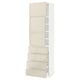METOD / MAXIMERA High cb w 2 doors/shelves/4 drawers, white/Voxtorp high-gloss light beige, 60x41x200 cm