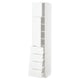 METOD / MAXIMERA High cb w 2 doors/shelves/4 drawers, white/Voxtorp high-gloss/white, 40x41x200 cm