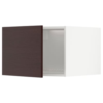 METOD Top cabinet for fridge/freezer, white Askersund/dark brown ash effect, 60x60x40 cm