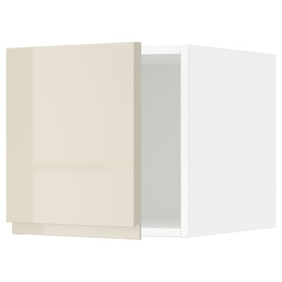 METOD Top cabinet, white/Voxtorp high-gloss light beige, 40x60x40 cm