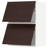 METOD Wall cab horizo 2 doors w push-open, white Askersund/dark brown ash effect, 60x37x80 cm