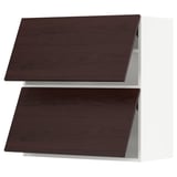 METOD Wall cabinet horizontal w 2 doors, white Askersund/dark brown ash effect, 80x37x80 cm