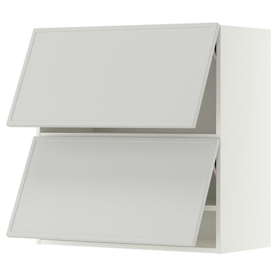 METOD Wall cabinet horizontal w 2 doors, white/Aspudden light grey, 80x37x80 cm