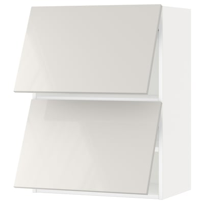 METOD Wall cabinet horizontal w 2 doors, white/Ringhult light grey, 60x37x80 cm