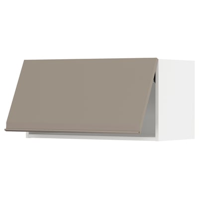 METOD Wall cabinet horizontal, white/Upplöv matt dark beige, 80x37x40 cm